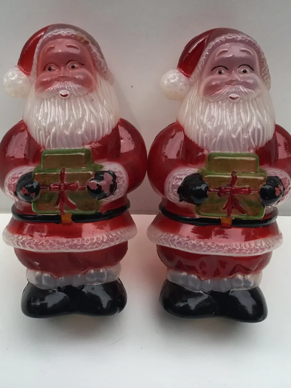 2 VINTAGE SANTA CLAUS BLOW MOLD 9.5